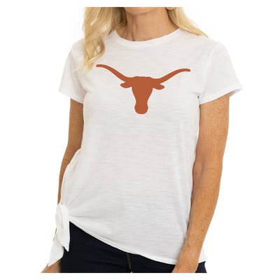 Texas Longhorns Flying Colors Apparel Women's Impressions Sophie Side Tie T-Shirt - White
