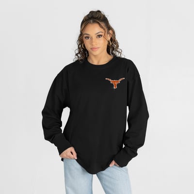  Texas Longhorns Gameday Couture Women's Light It Up Rhinestone Long Sleeve T-Shirt - Black