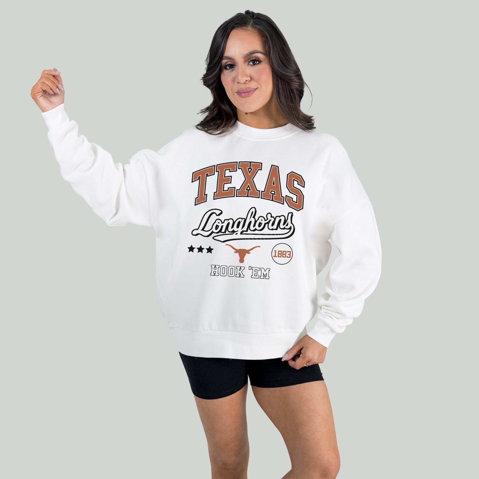 Women's Gameday Couture White Texas Longhorns All We've Got Premium Fleece Drop Shoulder Pullover Sweatshirt