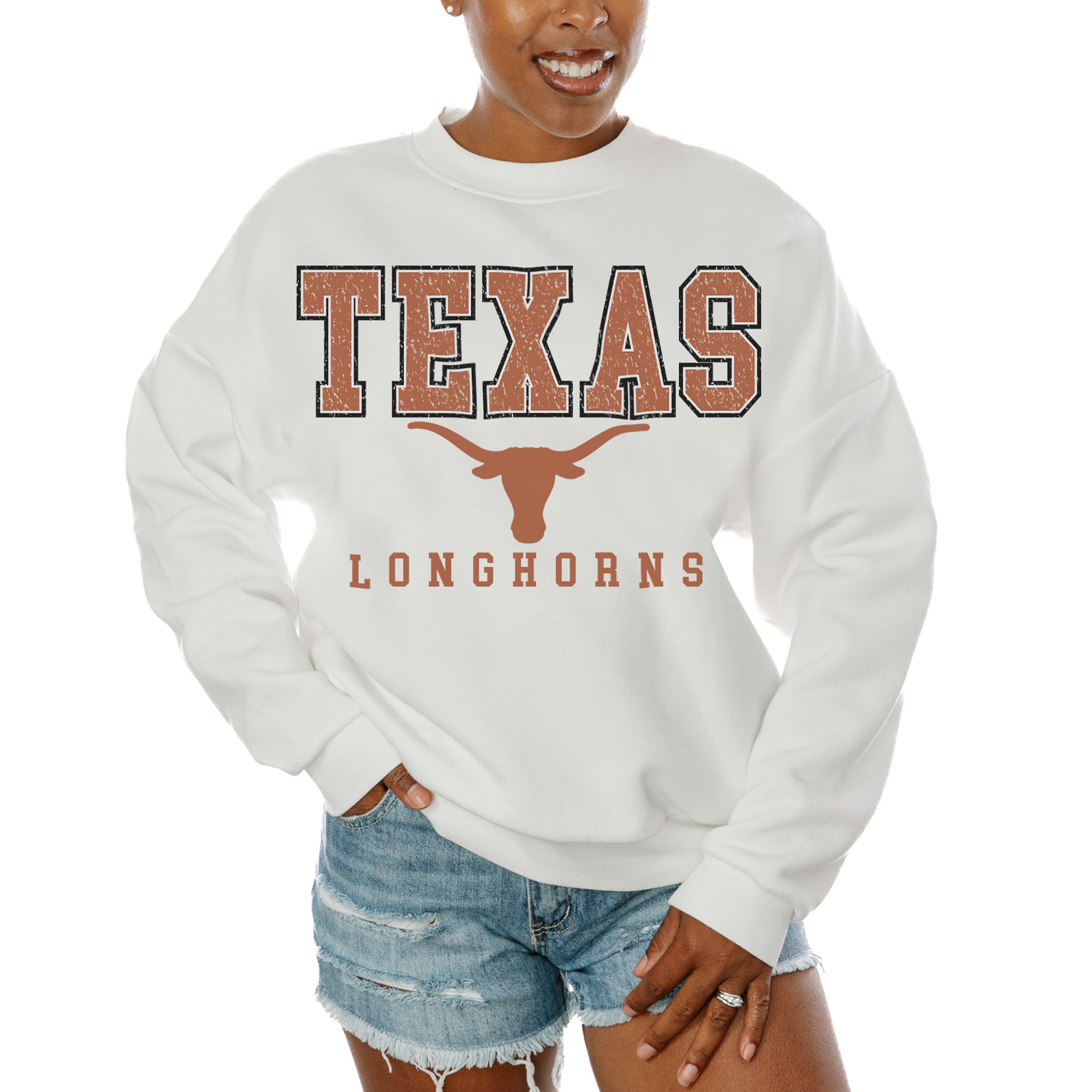 Texas Longhorns Gameday Couture Women's Freestyle Fleece Pullover Sweatshirt - White