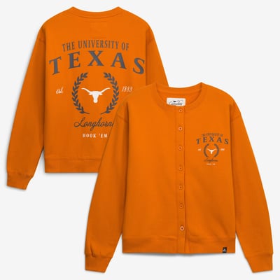  Texas Longhorns Gameday Social Women's Button Front Fleece Cardigan - Texas Orange