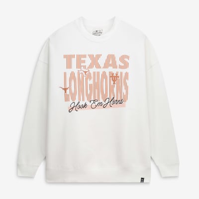 Texas Longhorns Gameday Social Women's Striped Patch Sweatshirt - White
