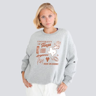 Texas Longhorns Hype and Vice Women's Icon Offside Crewneck Sweatshirt - Heather Gray
