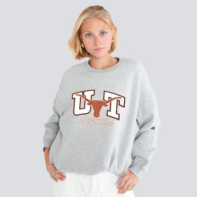 Texas Longhorns Hype and Vice Women's Offside Crewneck Sweatshirt - Heather Gray
