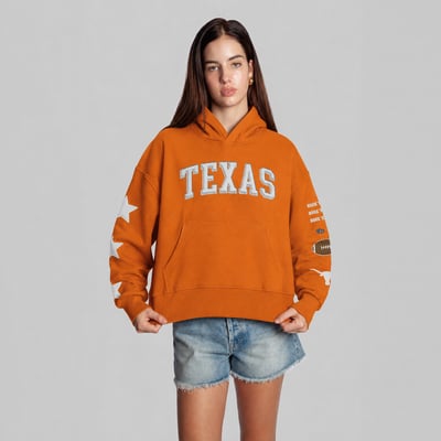  Texas Longhorns Hype and Vice Women's Cropped Spirit Hoodie - Texas Orange