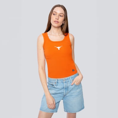  Texas Longhorns Hype and Vice Women's Primary Logo Ribbed Tank Top - Texas Orange