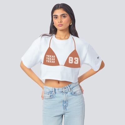 Texas Longhorns Hype and Vice Women's Bikini Track Top T-Shirt - White
