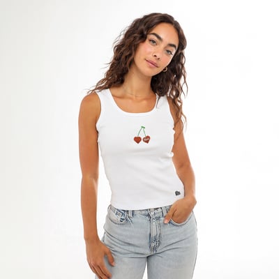  Texas Longhorns Hype and Vice Women's Cropped Cherry Ribbed Tank Top - White