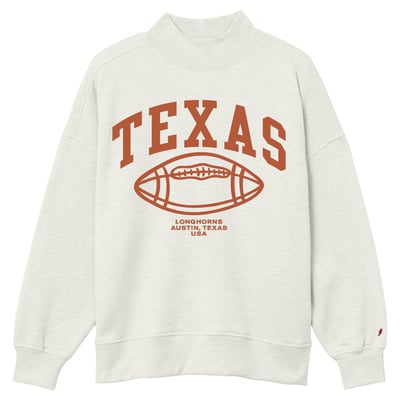 Texas Longhorns League Collegiate Wear Women's Diana Mock Neck Football Sweatshirt - Oatmeal