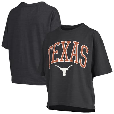 Texas Longhorns Pressbox Women's Oversized Nelson Arch Over Logo Slub T-Shirt - Black