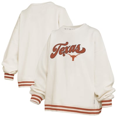 Texas Longhorns Pressbox Women's Bonanza Chenille Ribbed Sweatshirt - Cream