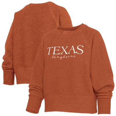 Texas Longhorns Pressbox Women's Champagne Nova Quilted Tri-Blend Sweatshirt - Texas Orange