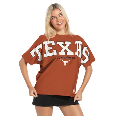  Texas Longhorns Pressbox Women's Flannigan Oversized T-Shirt - Texas Orange