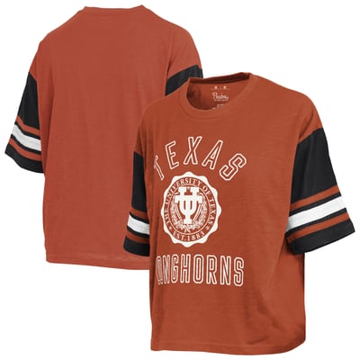 Texas Longhorns Pressbox Women's Sunday Colorblock Seal Slub T-Shirt - Texas Orange