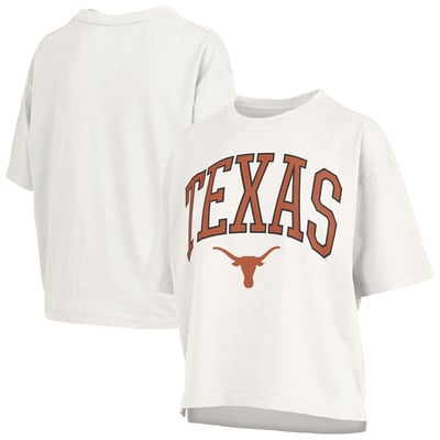 Texas Longhorns Pressbox Women's Oversized Nelson Arch Over Logo Slub T-Shirt - White