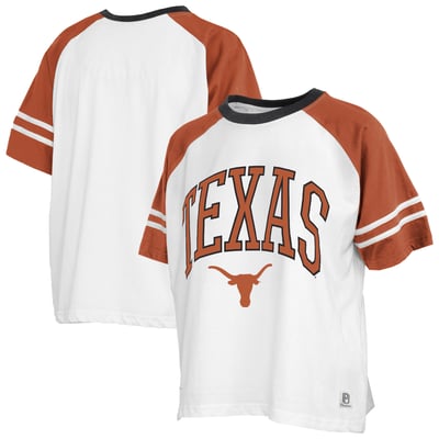  Texas Longhorns Pressbox Women's Sky Colorblock Slub T-Shirt - White