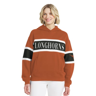  Texas Longhorns WEAR by Erin Andrews Women's Colorblock Hoodie - Texas Orange