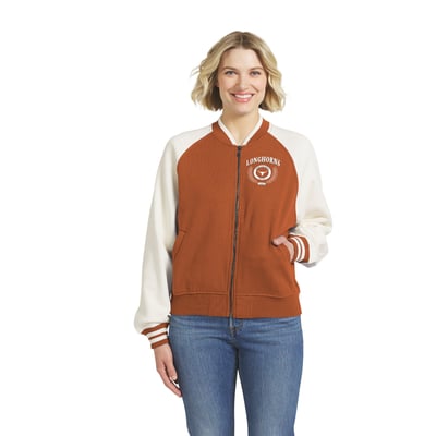  Texas Longhorns WEAR by Erin Andrews Women's Raglan Full-Zip Jacket - Texas Orange