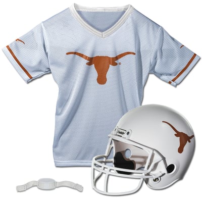 Texas Longhorns Franklin Sports Youth NCAA Deluxe Helmet & Jersey Set