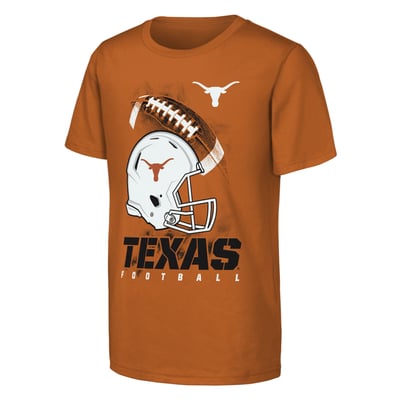  Texas Longhorns Outerstuff Youth For the Glory Football Helmet T-Shirt - Texas Orange