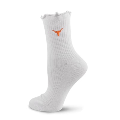  Texas Longhorns PRO Compression Youth Logo Lettuce Hem Quarter Socks - White
