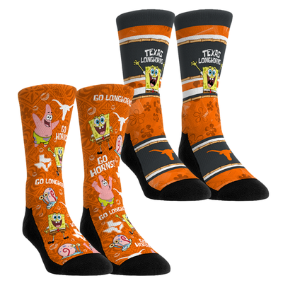  Texas Longhorns Rock Em Youth SpongeBob SquarePants Two-Pack Crew Socks Set - Texas Orange