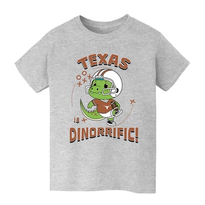 Texas Longhorns Vive La Fete Youth Dinorrific T-Shirt - Gray