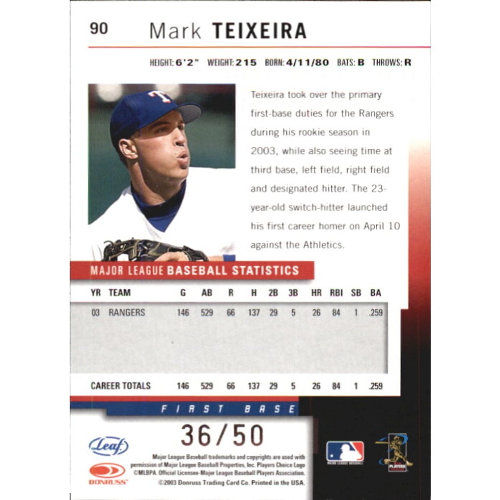 2004 Leaf Press Proofs Silver #90 Mark Teixeira