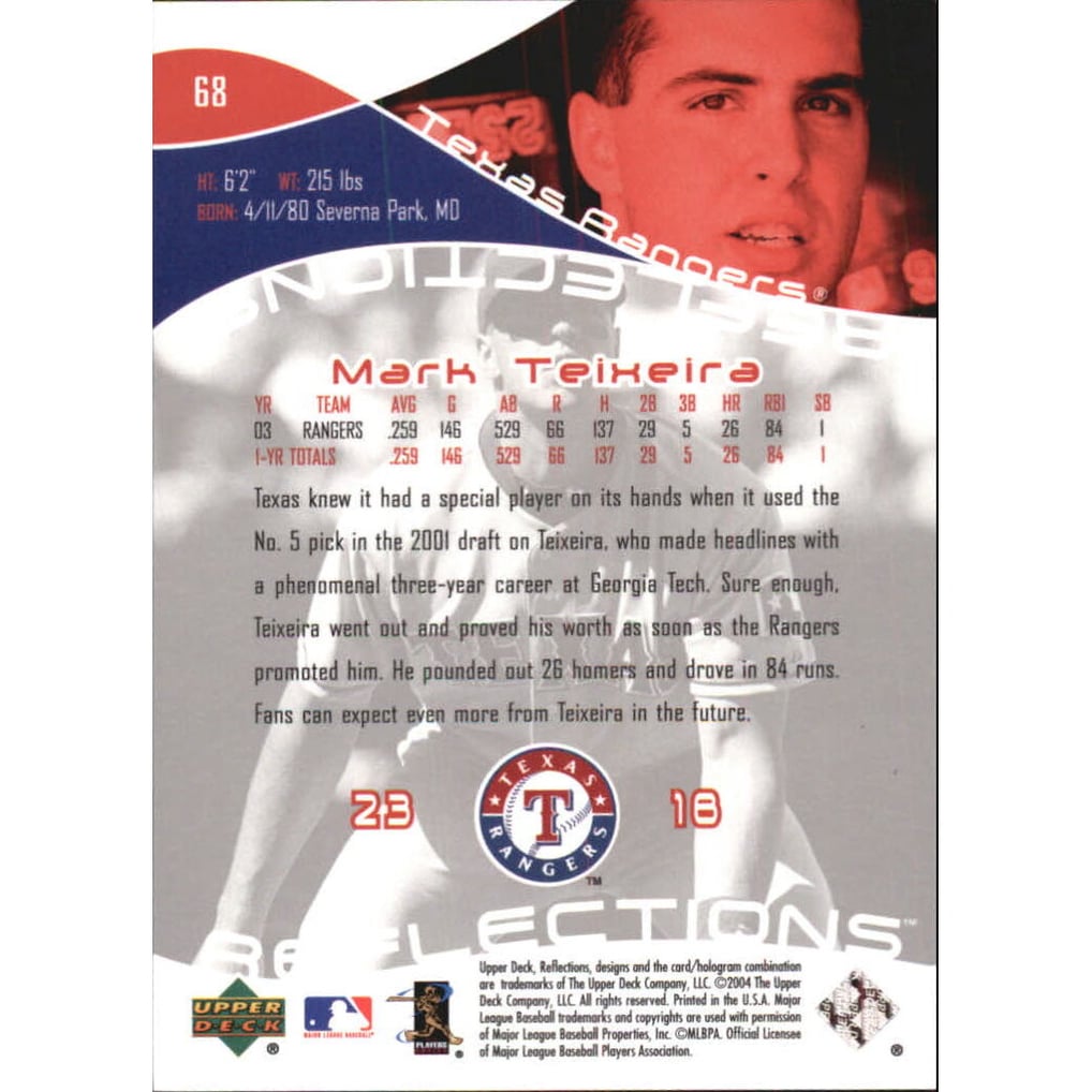 2004 Reflections Red #68 Mark Teixeira
