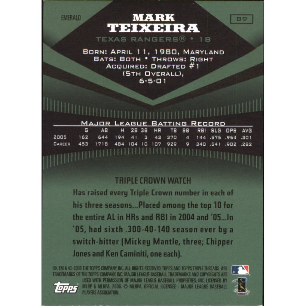 2006 Topps Triple Threads Emerald #89 Mark Teixeira
