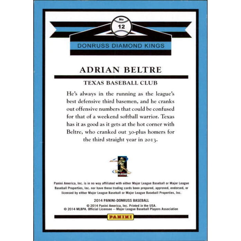2014 Donruss Press Proofs Silver #12 Adrian Beltre DK