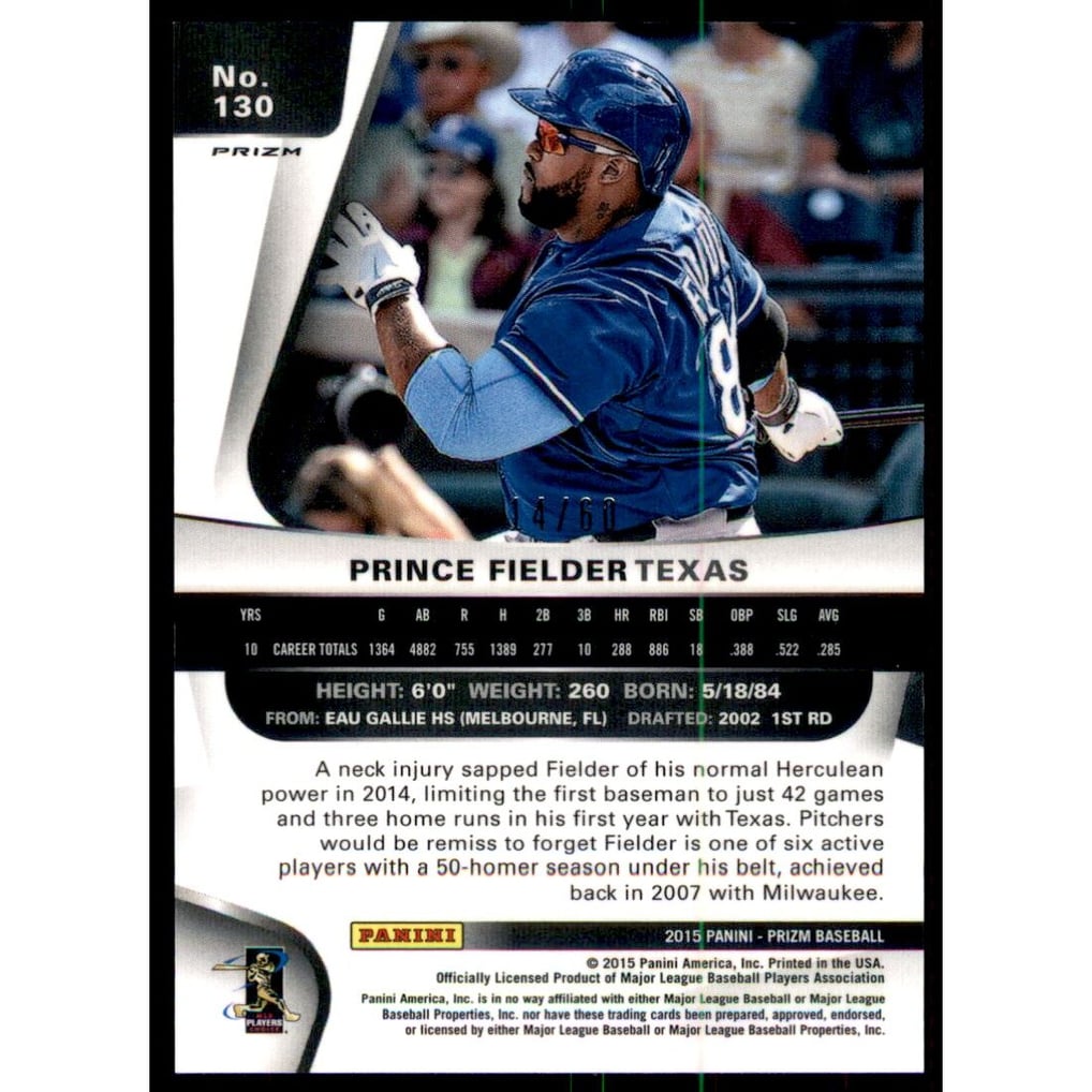 2015 Panini Prizm Prizms Orange #130 Prince Fielder