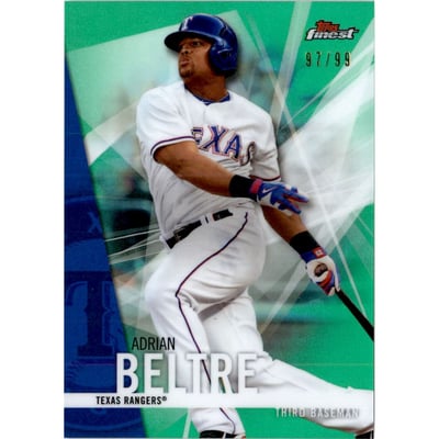 2017 Finest Green Refractors #62 Adrian Beltre