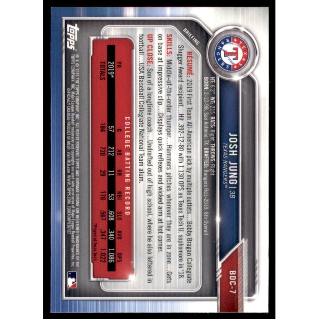 2019 Bowman Chrome Draft #BDC7 Josh Jung