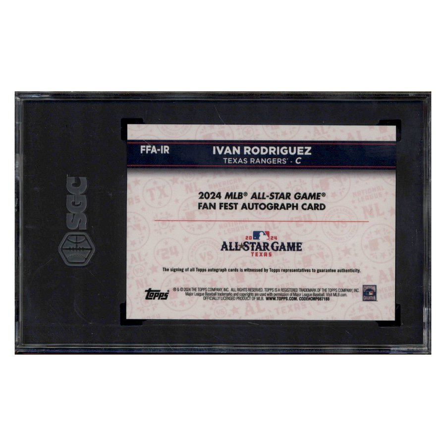 2024 Topps All Star Game Fan Fest Autograph Ivan Rodriguez Auto SGC 10