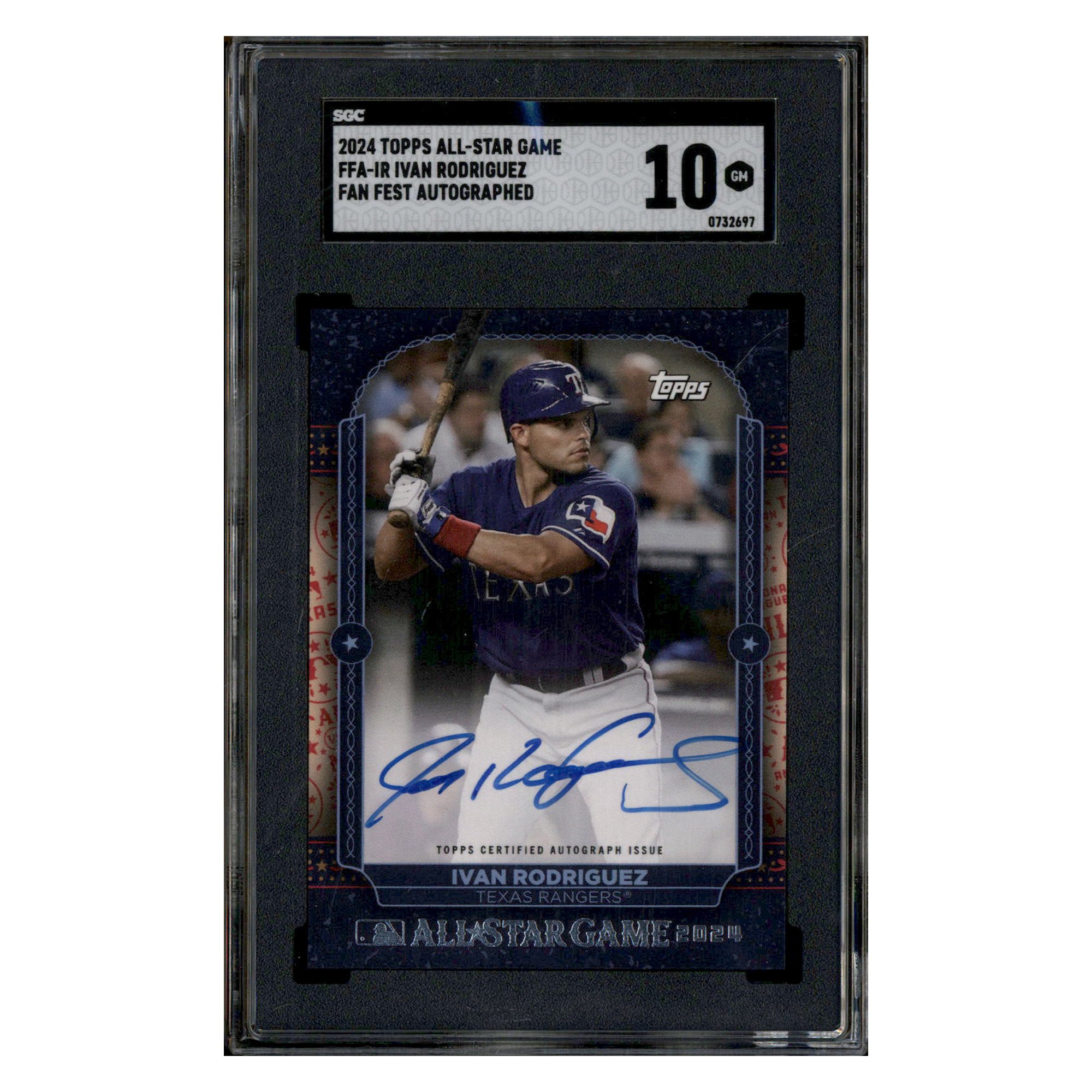 2024 Topps All Star Game Fan Fest Autograph Ivan Rodriguez Auto SGC 10