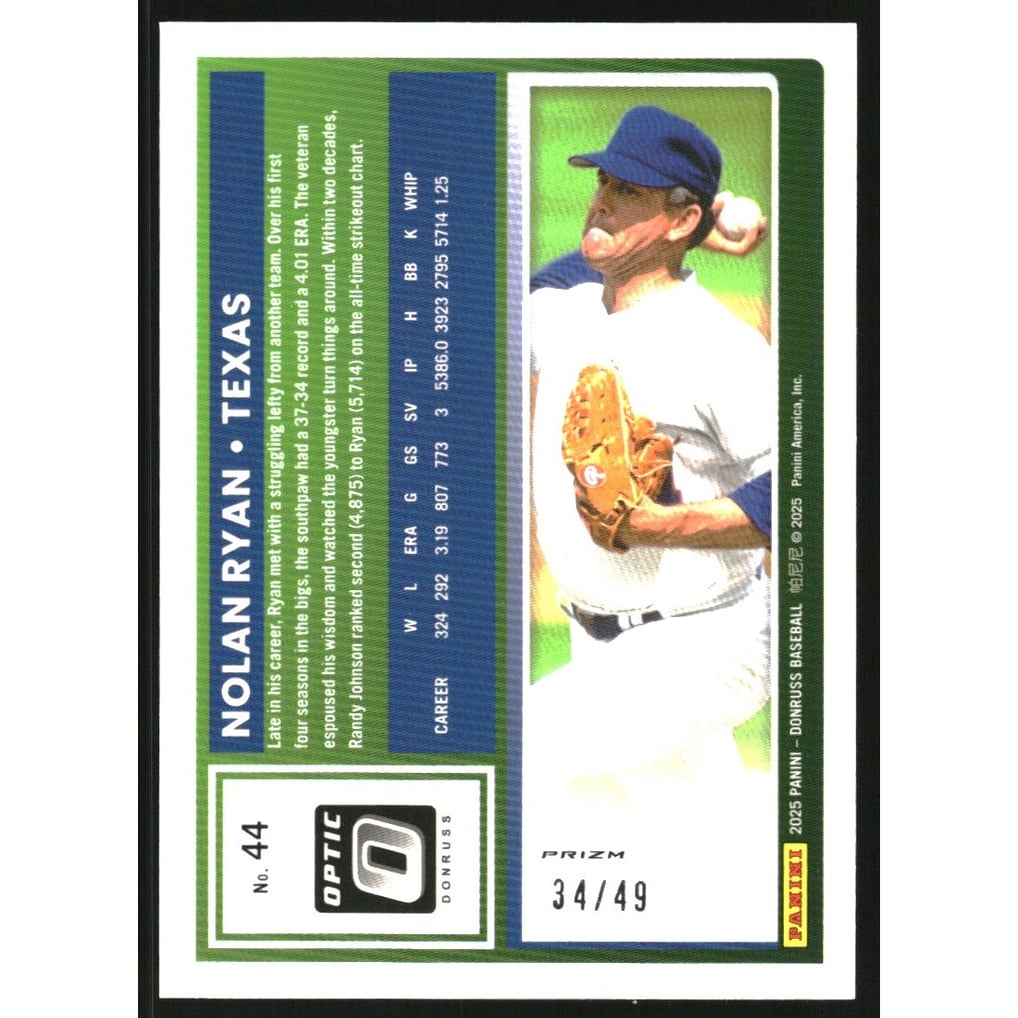 2025 Donruss Optic Purple #44 Nolan Ryan