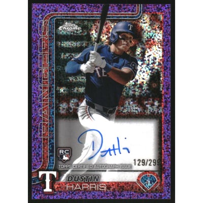 2025 Topps Chrome Rookie Autographs Purple Speckle Refractors #RADHA Dustin Harris