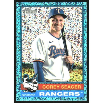 2025 Topps Heritage Chrome Light Blue Sparkle Refractors #412 Corey Seager