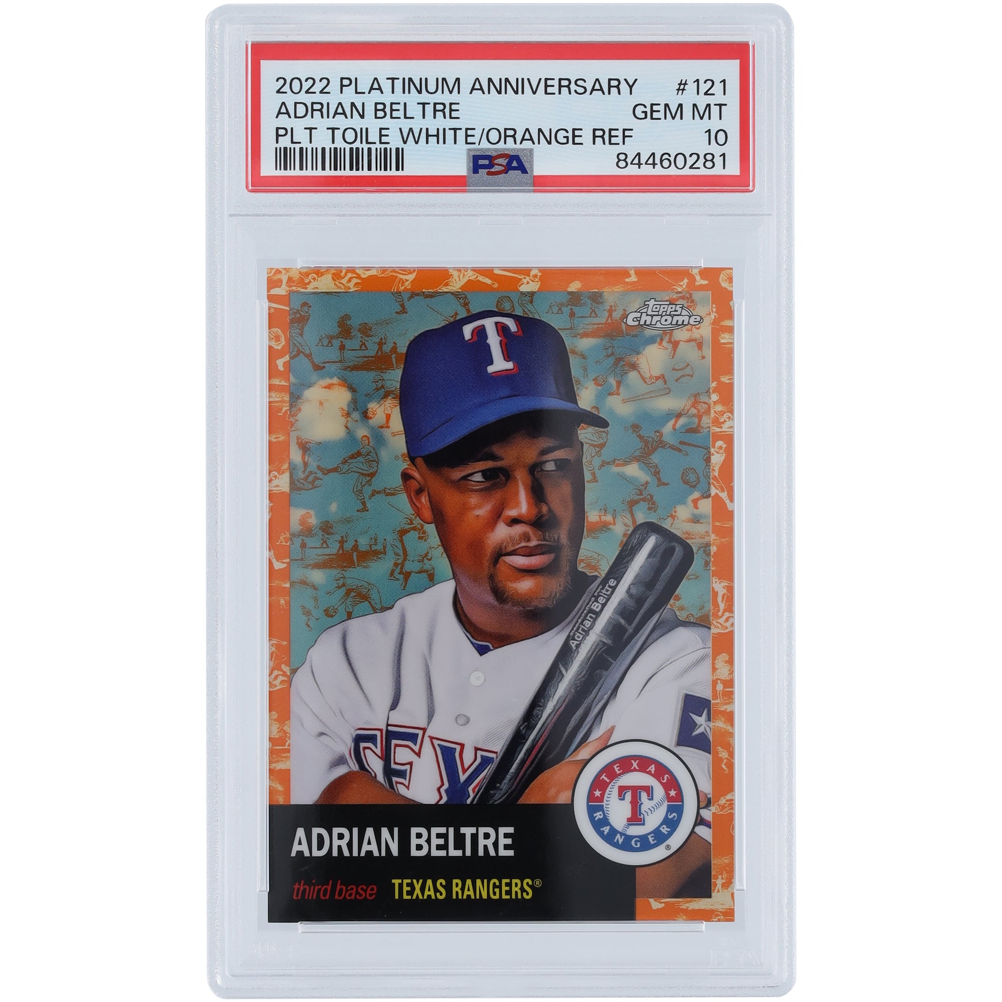 Adrian Beltre Texas Rangers 2022 Topps Platinum Anniversary Orange 