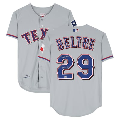 Adrian Beltre Texas Rangers Autographed Fanatics Authentic Gray Mitchell & Ness Authentic Jersey with "HOF 2024" Inscription