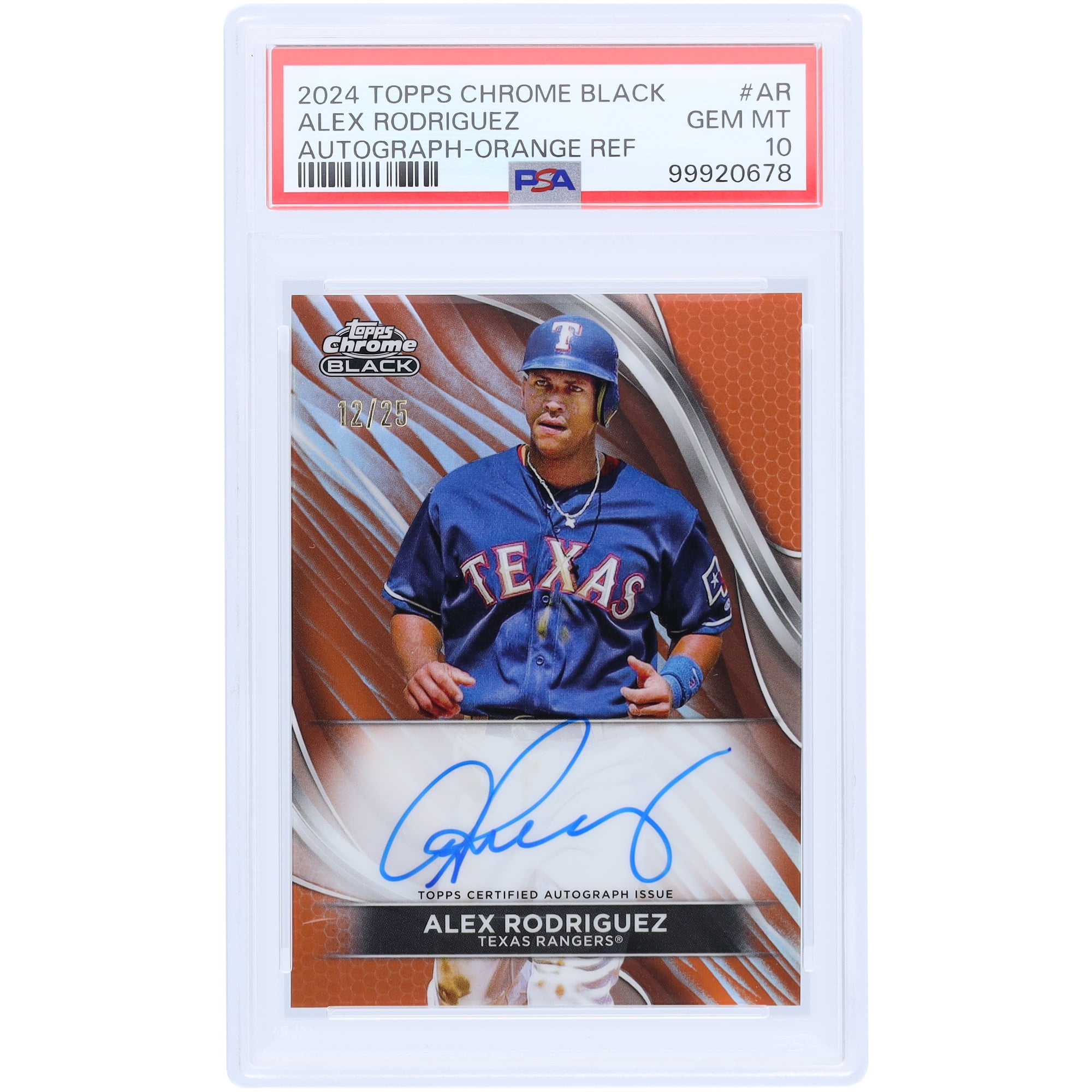 Alex Rodriguez Texas Rangers Autographed 2024 Topps Chrome Black 