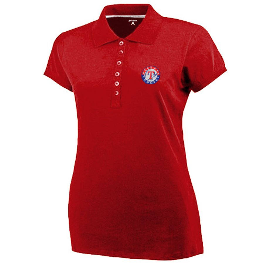 Antigua Texas Rangers Ladies Red Spark Premium Slim Fit Polo