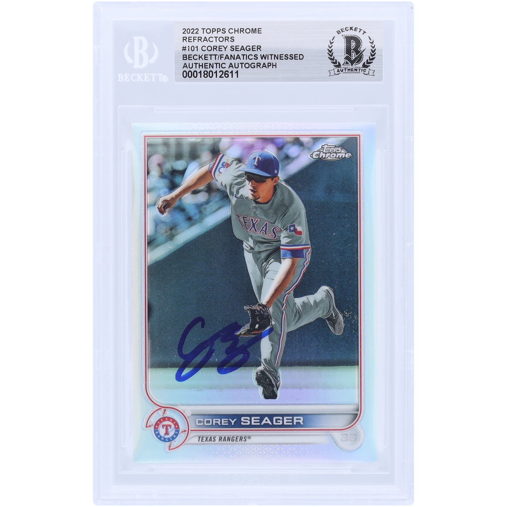 Corey Seager Texas Rangers Autographed 2022 Topps Chrome Refractor #101 ...