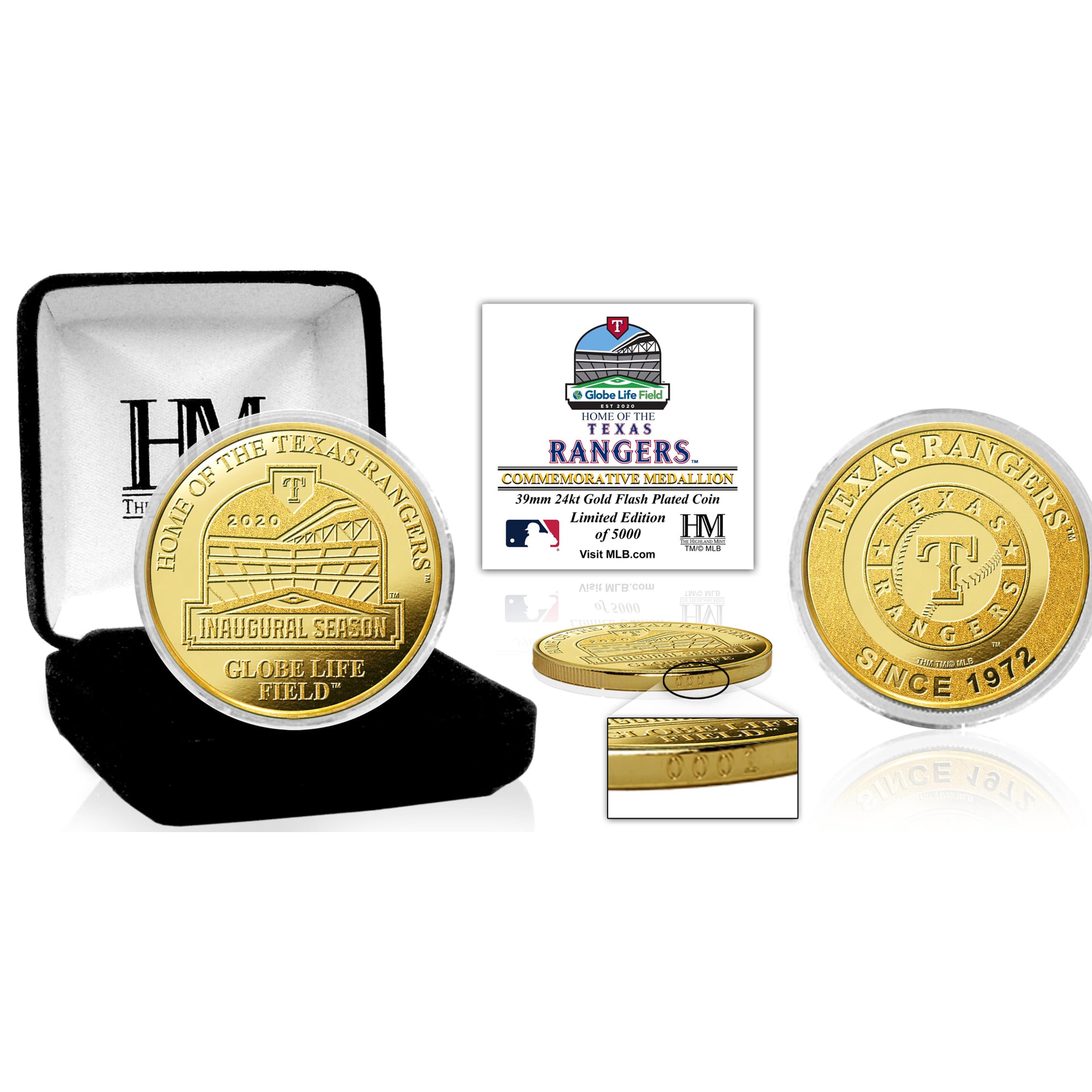 Texas Rangers Highland Mint Stadium Gold Mint Coin