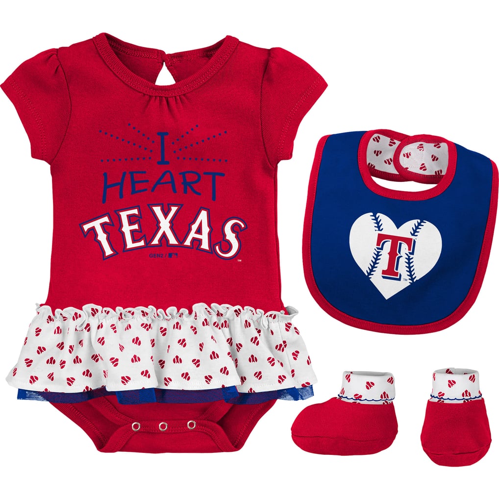 Girls Infant Texas Rangers Red/Royal Bodysuit, Bib And Booty Set