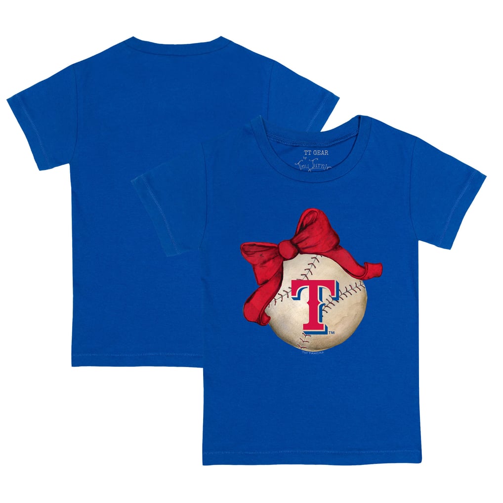 Texas Rangers Tiny Turnip Infant Baseball Bow T-Shirt - Royal