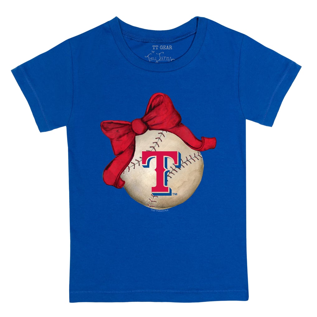 Texas Rangers Tiny Turnip Infant Baseball Bow T-Shirt - Royal