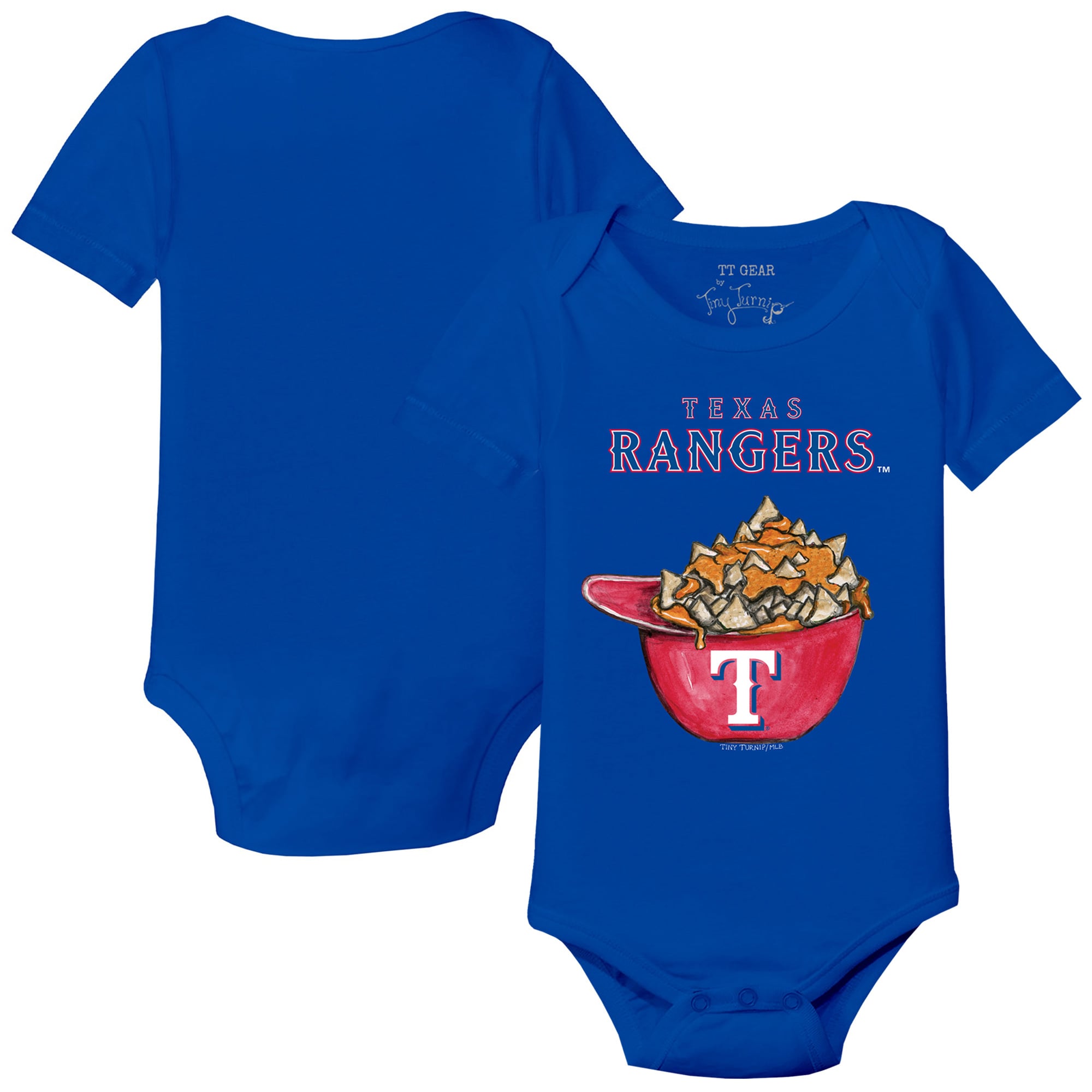 Infant Texas Rangers Tiny Turnip Royal Nacho Helmet Bodysuit