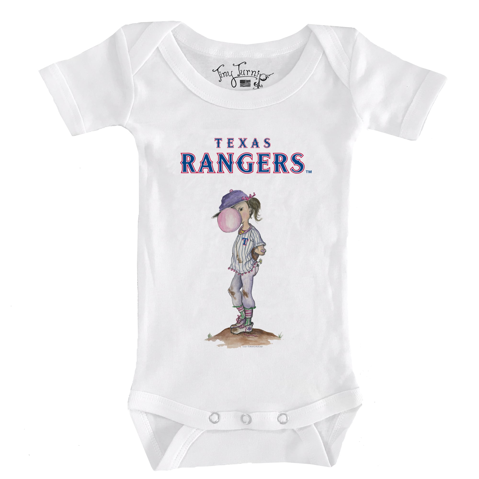 Infant Texas Rangers Tiny Turnip White Bubbles Bodysuit